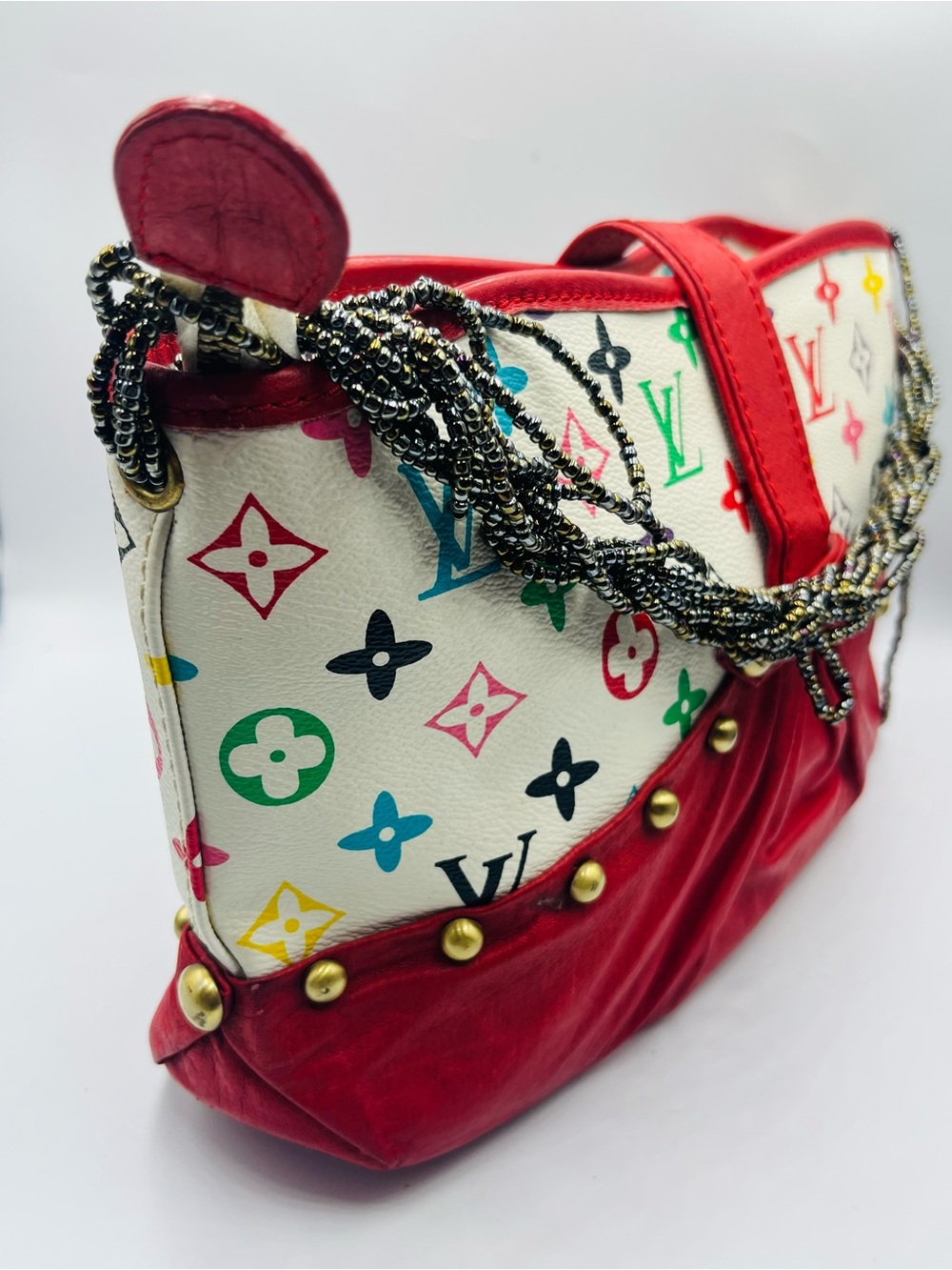 Louis Vuitton Red Leather Multicolor Monogram Shoulder Bag - Picture 7 of 16